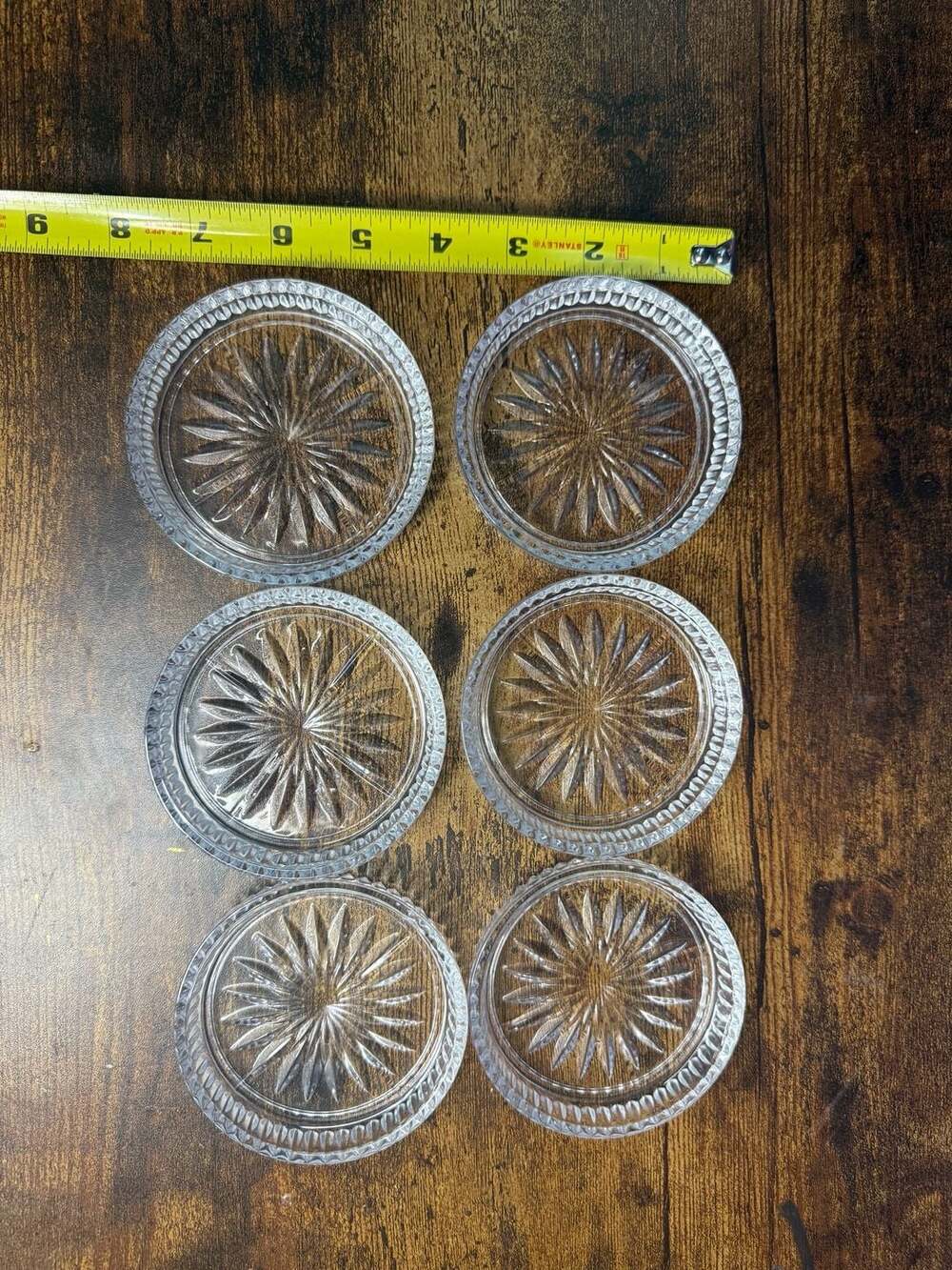 Set of 6 Crystal Coasters Starburst Design